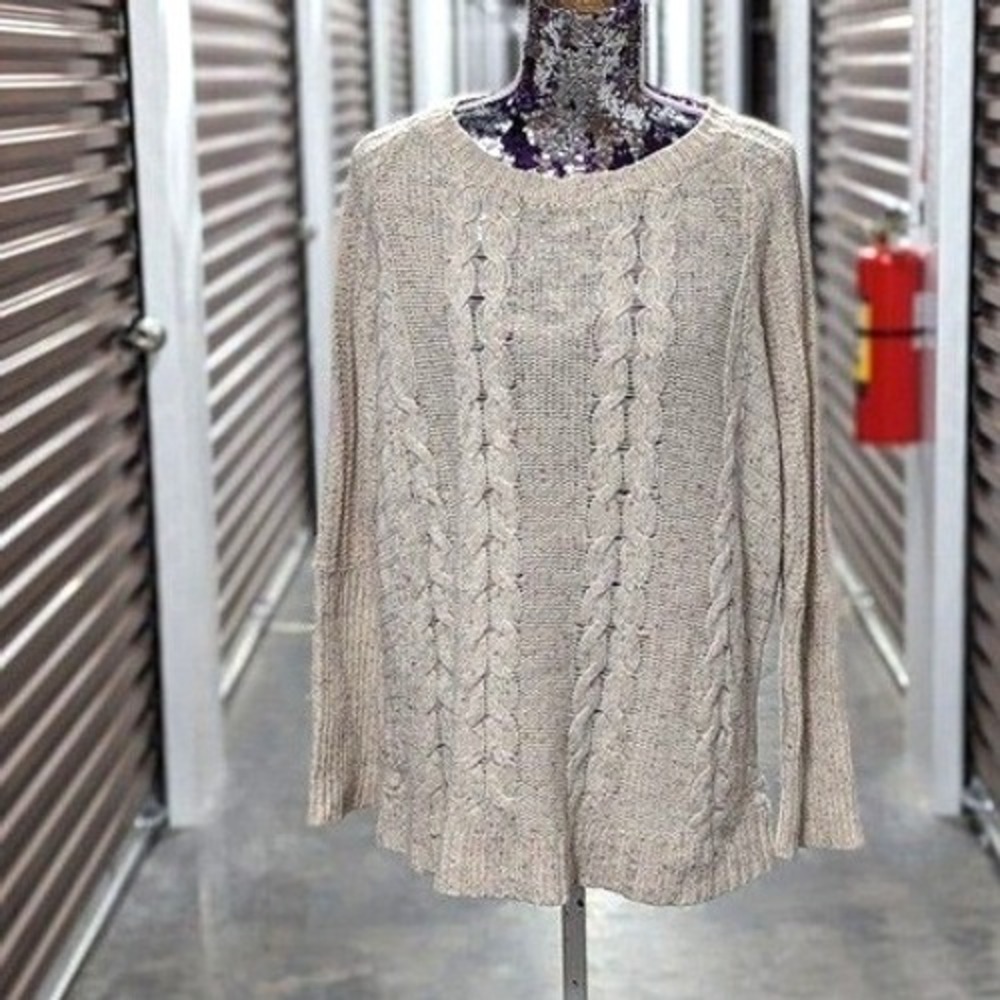 Quiet Luxury Coastal Fisherman Banana Republic XL Cream Wool Blend Knit Sweater